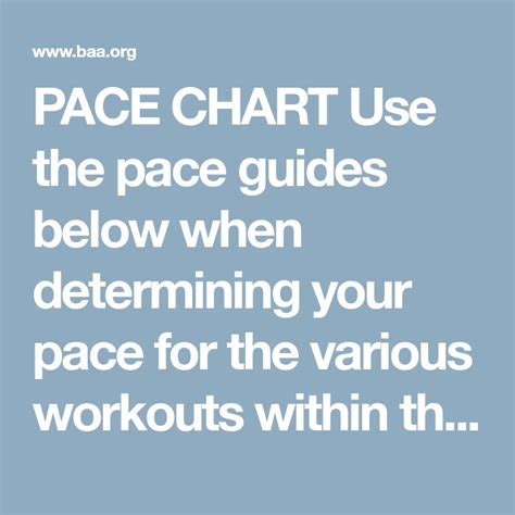 Pace Chart Use The Pace Guides Below When Determining Your Pace For The