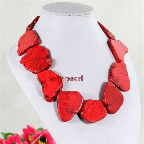 Free Shipping Red Turquoise Necklace Inch By Onlypearl On Etsy