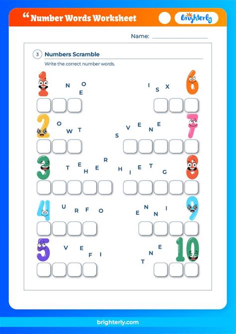 Free Printable Number Words Worksheet For Kids Pdfs