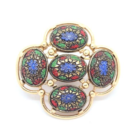 1960s Light Of The East Cabochon Sarah Coventry Brooch Qb Vintage