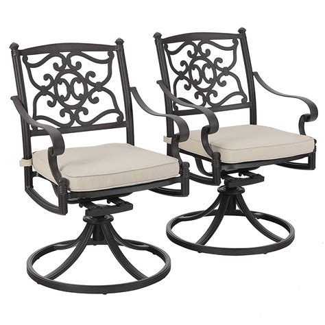 Mf Studio Cast Aluminum Retro Outdoor Patio Swivel Dining Chairs Set Of