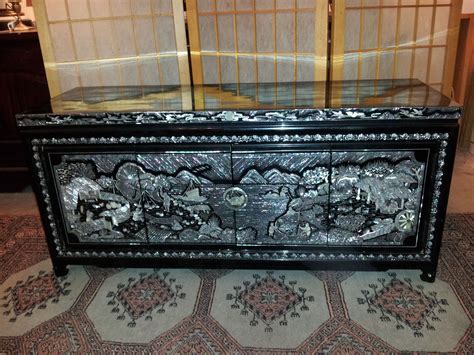 Korean Mother Of Pearl Inlaid Nightchest Carved