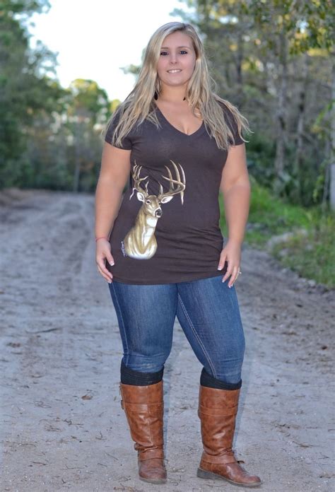 Brown Womens Plus Size Deer Head Top Country Girls Outfits Plus