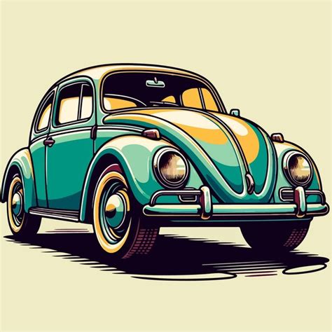 Premium Vector Colorful Vintage Beetle Car