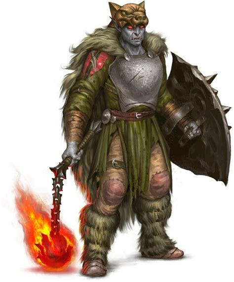 M Half Orc Cleric Med Armor Shield Cloak Flail Character Art Fantasy