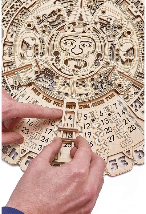 A Beautiful Wooden Mayan Calendar Mechanical Puzzle