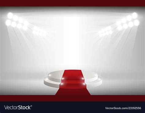 Stage Red Carpet On White Background Illumination Vector Image