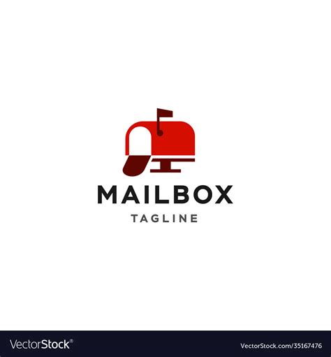 Classic Red Mailbox Logo Design Icon Royalty Free Vector
