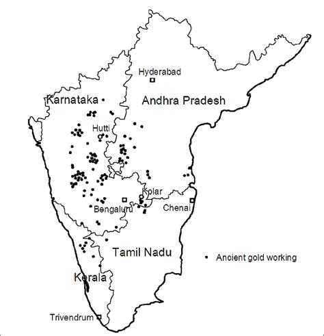 Map Of Karnataka Andhra Pradesh Tamil Nadu And Kerala States Of India