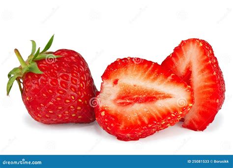Sliced Fresh Strawberries On White Backgr Stock Image Image Of
