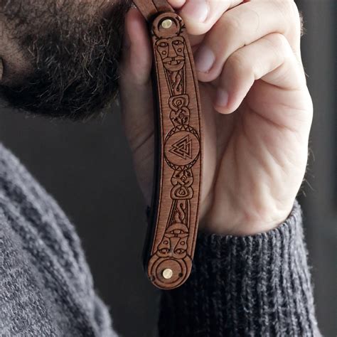 Viking Wooden Beard Comb “valknut” Arhaika Touch Of Modern
