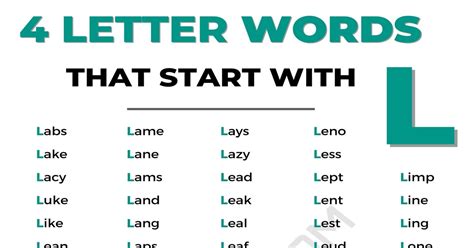 108 Useful 4 Letter Words Starting With L In English 7esl