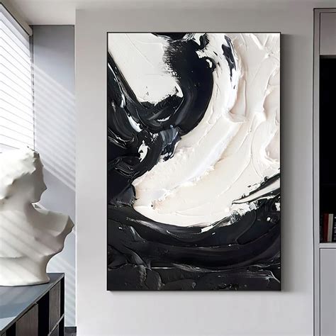 Modern Black And White Abstract Painting Texture Wall Art Original