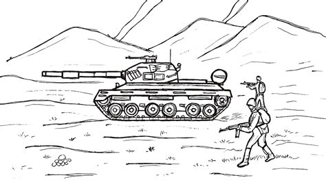 How To Draw A War Scene Soldier And Tank Drawing Youtube