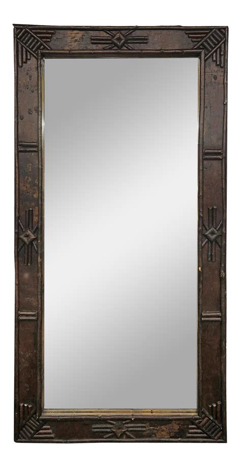 Vintage Rustic Adirondack Wooden Mirror On Wooden Mirror
