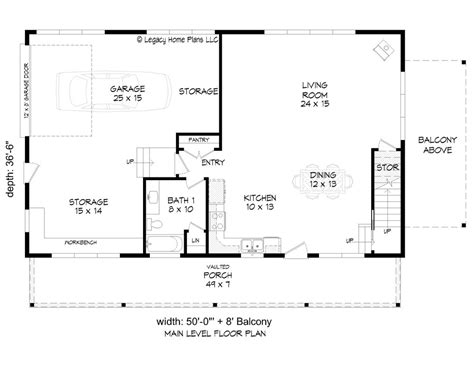 Country Style House Plan 1 Beds 2 Baths 2019 Sqft Plan 932 660
