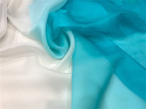 Silk Organza Fabric Gradientblue Organza Fabricorganza Teal Etsy