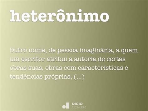 Heterônimo Dicio Dicionário Online De Português