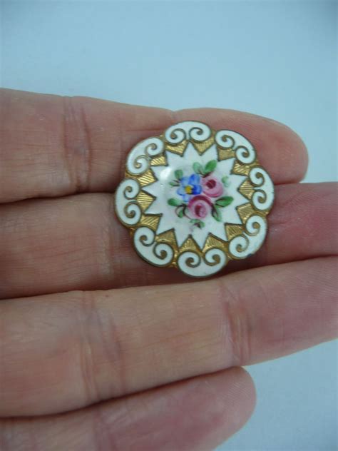 French Enamel Flower Button From Hiptobeold On Ruby Lane