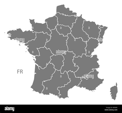 France Map With Regions Grey Stock Photo Alamy