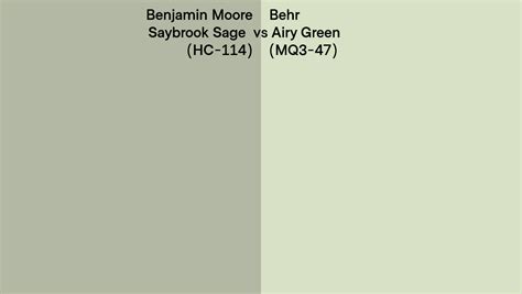 Benjamin Moore Saybrook Sage HC 114 Vs Behr Airy Green MQ3 47 Side