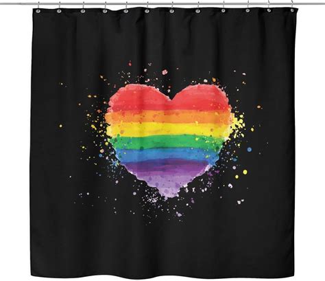 Lgbt Gay Pride Shower Curtain By Living Gay Rainbow Heart Splash 70 X 70 100