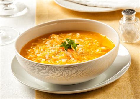 Carrot Soup Prepared With Rice Stock Image Image Of Chilli