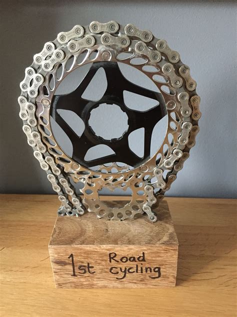 Harris Homemade Cycling Trophy For School Made From Old Bike Parts