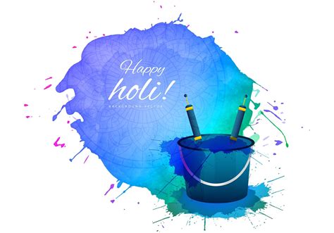 Happy Holi Card With Bucket And Large Paint Splash 701629 Vector Art At