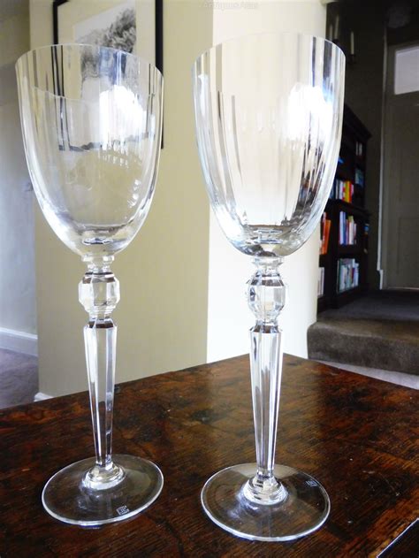 Antiques Atlas Stunning Pair Of Long Stemmed Crystal Wine Glasses