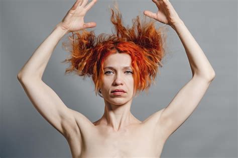 Premium Photo Naked Redhead Woman Ruffles Her Hair Sexy Woman Romantic Look