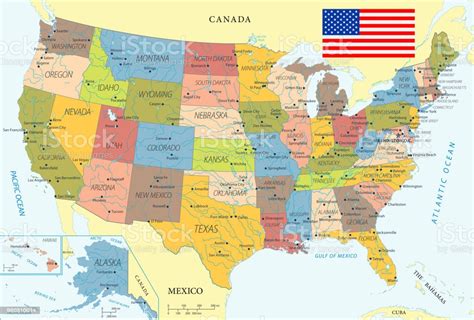 Navigate usa map, usa countries map, satellite images of the usa, usa largest cities maps, political map of usa with interactive us map, view regional highways maps, road situations, transportation. Map Of United States Vector Stock Illustration - Download Image Now - iStock