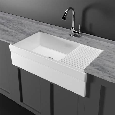 Most american homes in the 1920s, whether rural or urban, had large white cast iron sinks that generally featured an apron front and integrated backsplash. 36" Inwood Fireclay Single-Bowl Farmhouse Sink with ...