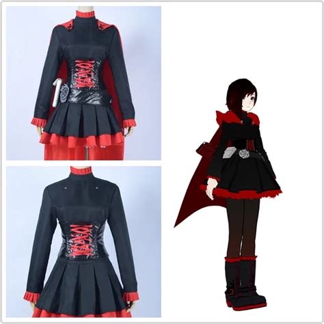 Rwby Red Trailer Ruby Rose Costume Dress Suit For Girls Anime Halloween