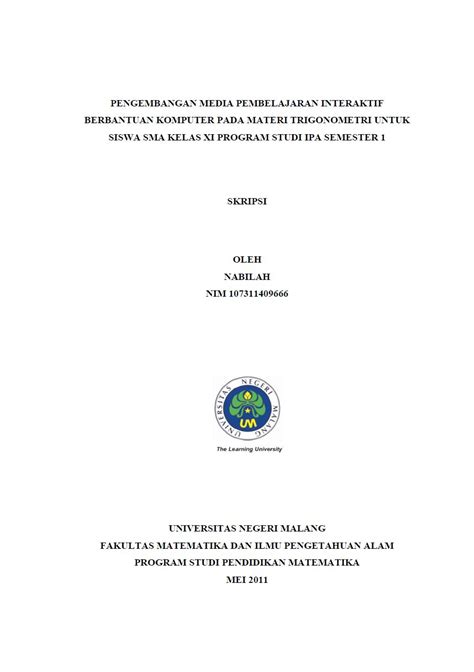 Contoh Proposal Skripsi Universitas Negeri Malang