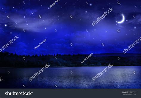 Night Starry Sky Over Forest River Stock Photo 319977959 Shutterstock