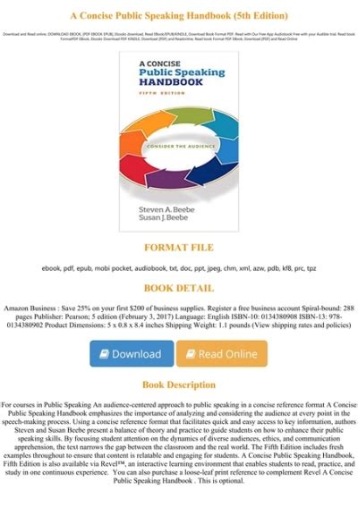 Read Book A Concise Public Speaking Handbook Th Edition Txt Pdf Epub
