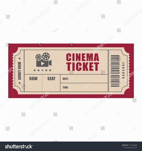 A Red And White Movie Ticket On A White Background