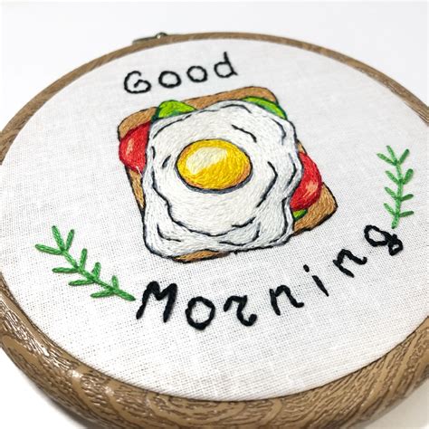 Embroidery breakfast hoop | Funny embroidery, Embroidery kits, Embroidery