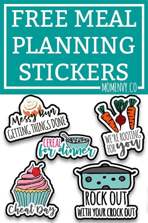 Free Funny Meal Planning Stickers Planning Stickers Free Planner