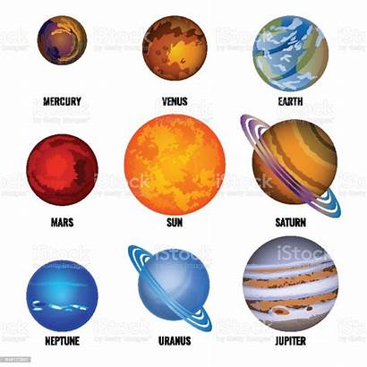 Planets Cartoon System Solar Vector Illustration Text