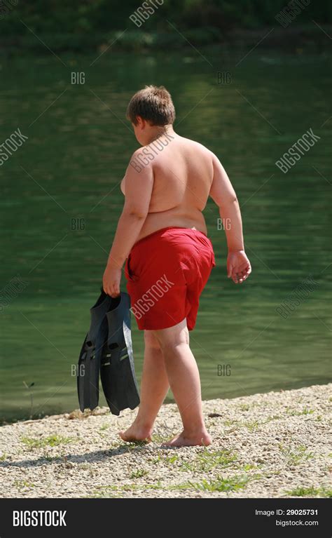 Boy On Beach Obesity Image Photo Free Trial Bigstock