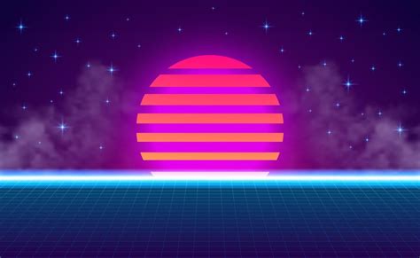 Sunset 80s Retro Vintage Neon Color Background 2178854 Vector Art At