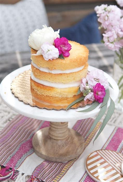 How To Dress Up A Store Bought Naked Cake With Flowers The Diy Playbook