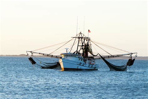 Shrimp Fishing Boat With Nets Out Photograph By Tshortell Fine Art