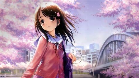Download Anime Schoolgirl Full Hd Wallpaper 1080p Pink By Bcruz Hd
