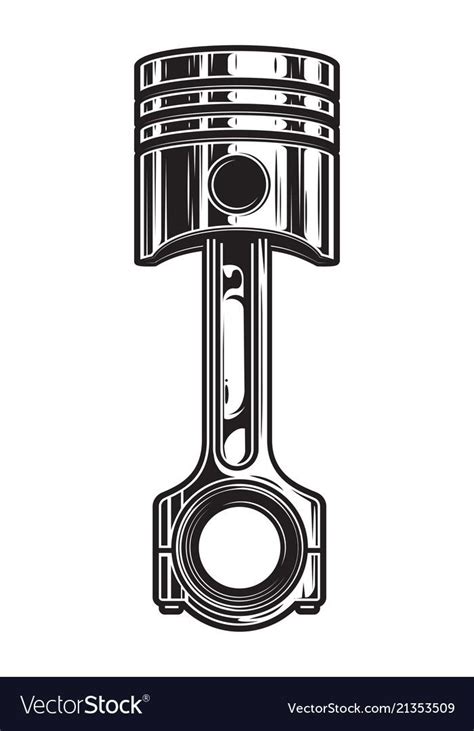 Vintage Car Engine Piston Template In Monochrome Style Isolated Vector