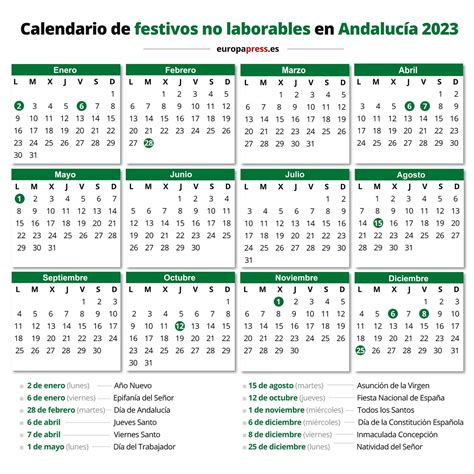 Calendario Laboral 2023 Días Festivos Y Puentes En Andalucía