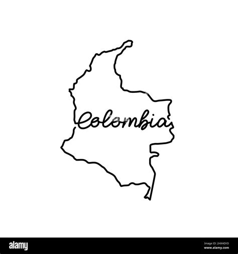 Colombia Outline Map With The Handwritten Country Name Continuous Line