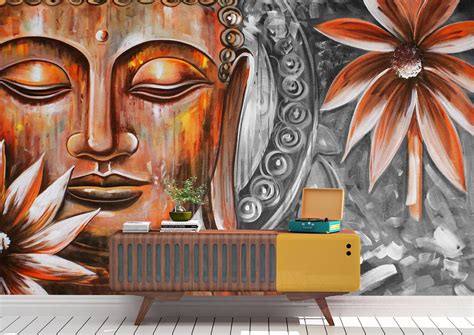 Mediating Buddha Wall Mural Wallpaper Wall Art Peel And Stick Etsy Uk